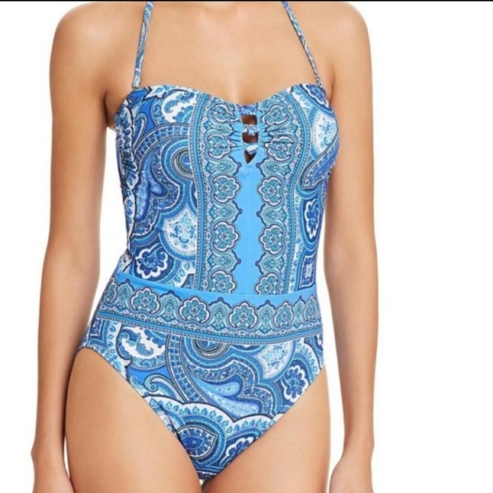 LAUREN Ralph Lauren Paisley Bandeau Swim Suit size 14